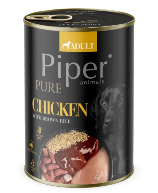 Piper Pure Dog Adult консерва за кучета с пилешко и кафяв ориз 400гр