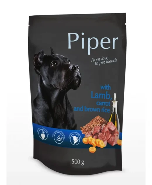 Piper Adult пауч за кучета с агне, морков и кафяв ориз 500гр