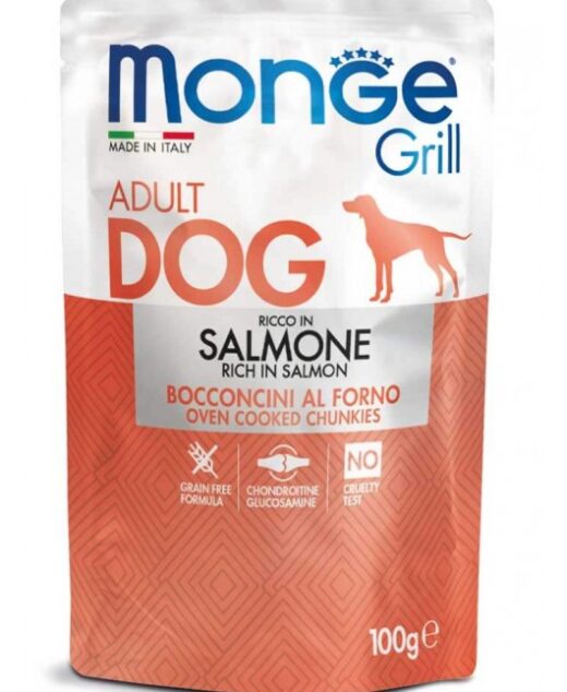 Monge Grill Salmon Пауч с хапки на грил за израснали кучета със сьомга 100гр